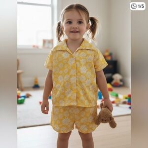 002 SET: Pink Velvet Polo and Shorts set size 3T